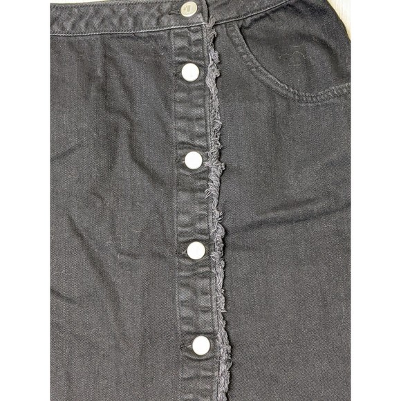 Womens 6 Pilcro And The Letterpress Black Denim Raw Fringe Pockets Buttons - Picture 4 of 9